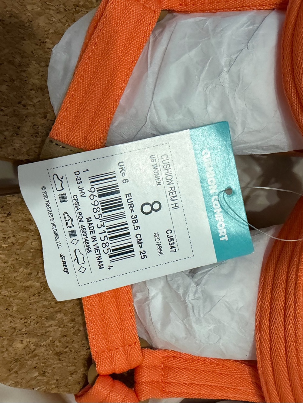 Reef women’s platform Orange Strappy Cork Sandals NWT size 8 - Picture 2 of 3